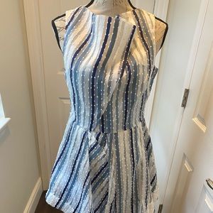 Hilton Hollis Navy & White Assymetrical Dress Size 4 NWT